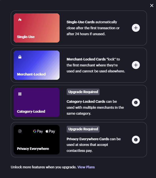 Privacy.com masked card types: Single-Use, Merchant-Locked, Category-Locked, and Privacy Everywhere